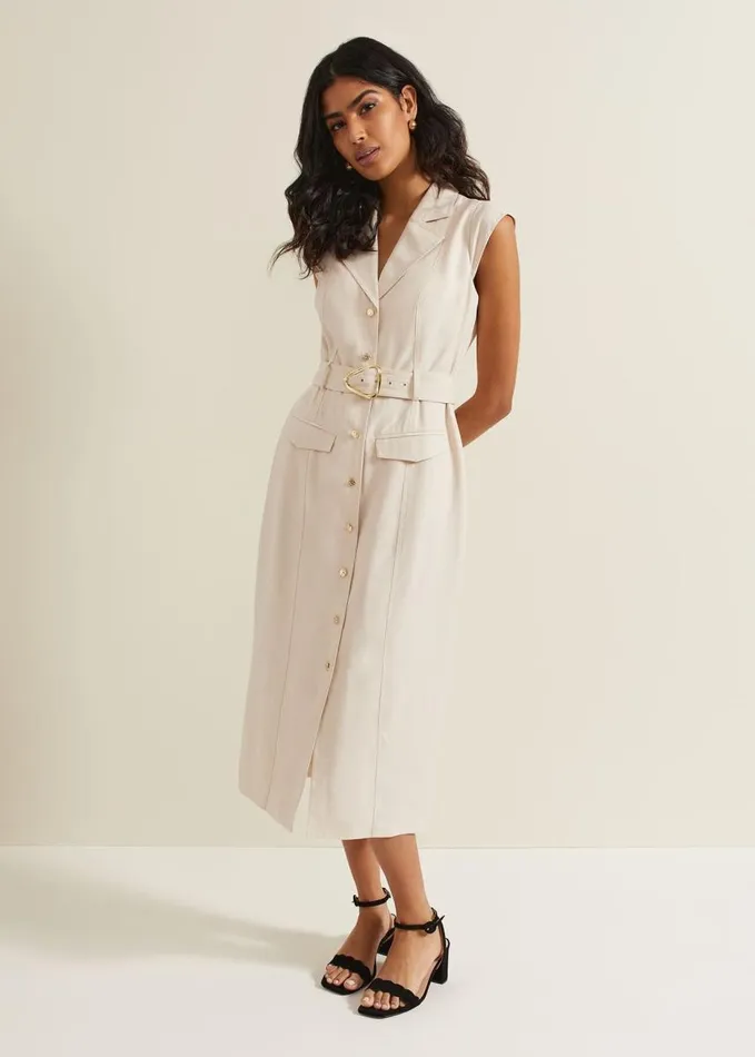 Phase Eight Kristal Utility Midi Dress Cream Women Dresses