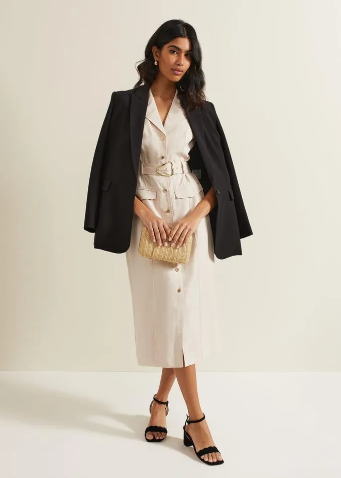 Phase Eight Kristal Utility Midi Dress Cream Women Dresses