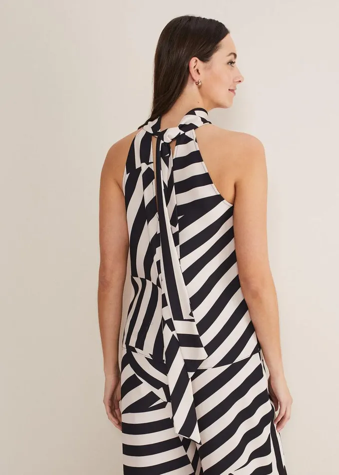 Phase Eight Lana Striped Halter Neck Top Blackpink Women Tops and TShirts
