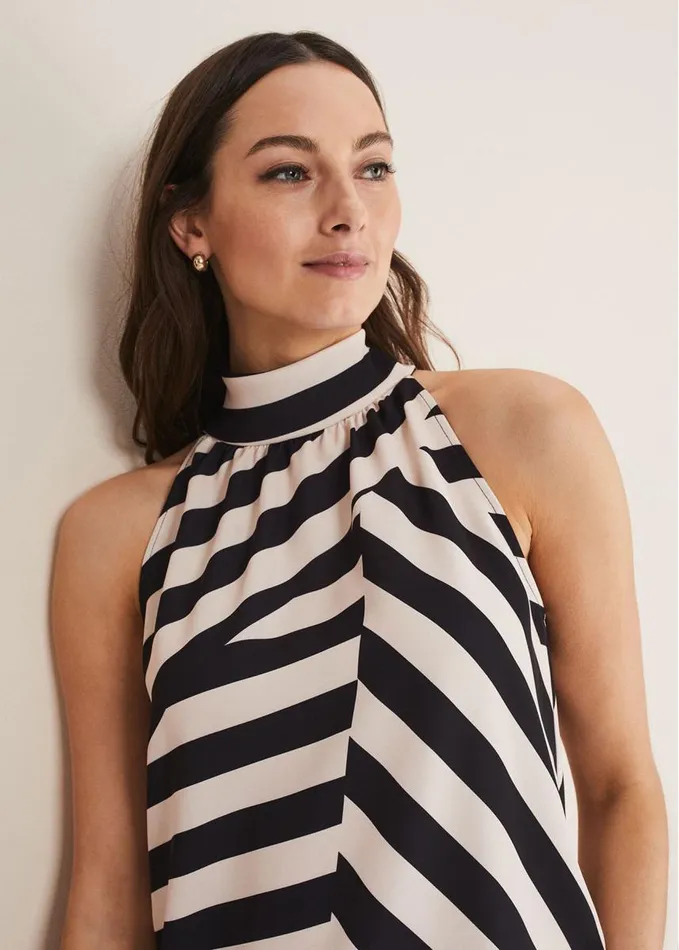 Phase Eight Lana Striped Halter Neck Top Blackpink Women Tops and TShirts