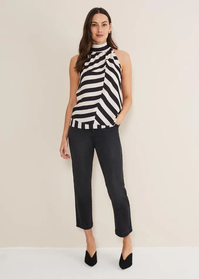 Phase Eight Lana Striped Halter Neck Top Blackpink Women Tops and TShirts