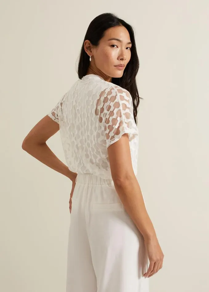 Phase Eight Lara Burnout Top Ivory Women Tops and TShirts