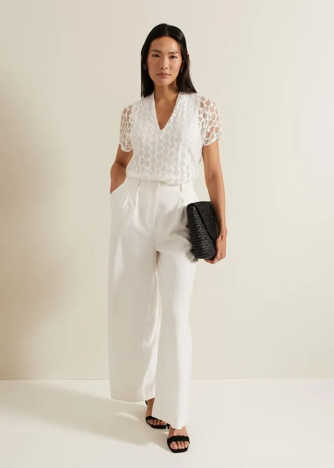 Phase Eight Lara Burnout Top Ivory Women Tops and TShirts