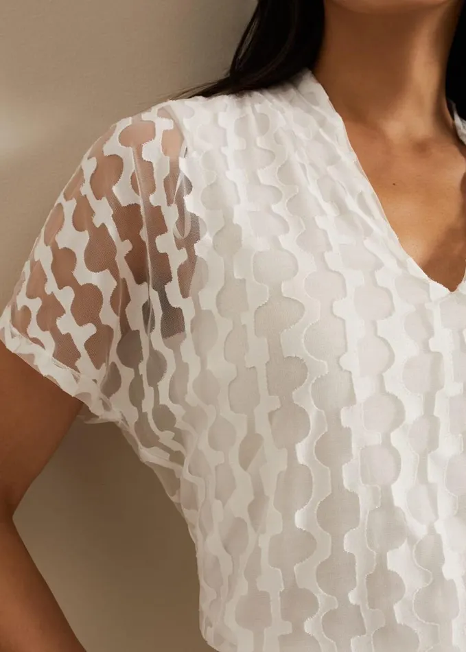 Phase Eight Lara Burnout Top Ivory Women Tops and TShirts