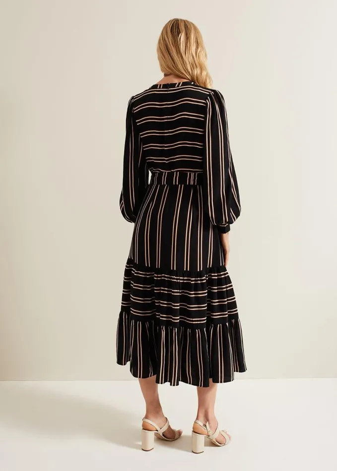 Phase Eight Laura Stripe Midaxi Dress Blackmulti Women Dresses