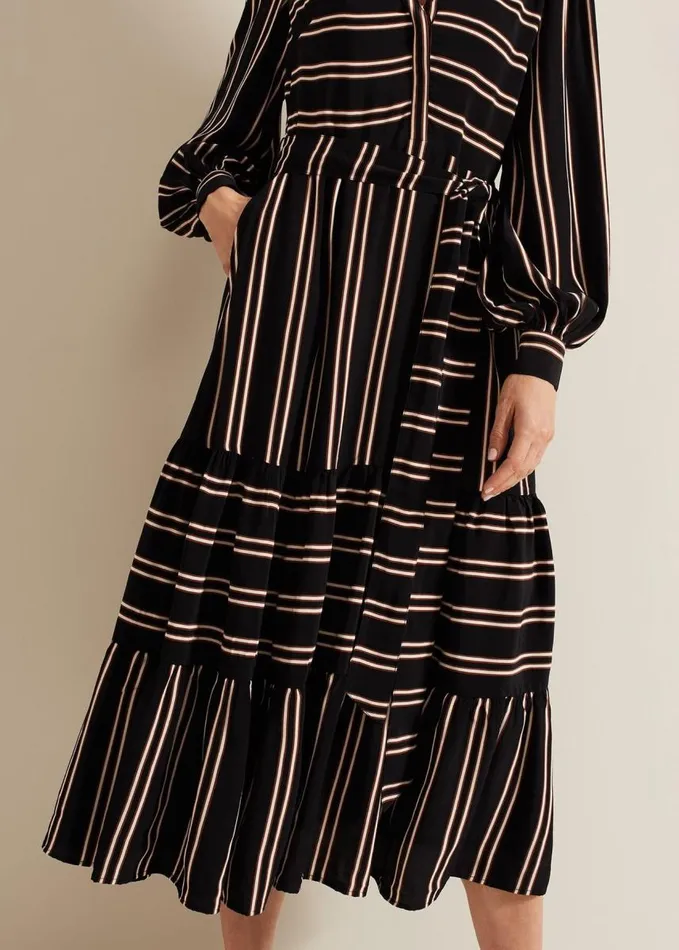 Phase Eight Laura Stripe Midaxi Dress Blackmulti Women Dresses