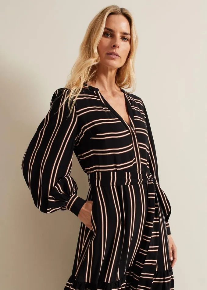 Phase Eight Laura Stripe Midaxi Dress Blackmulti Women Dresses