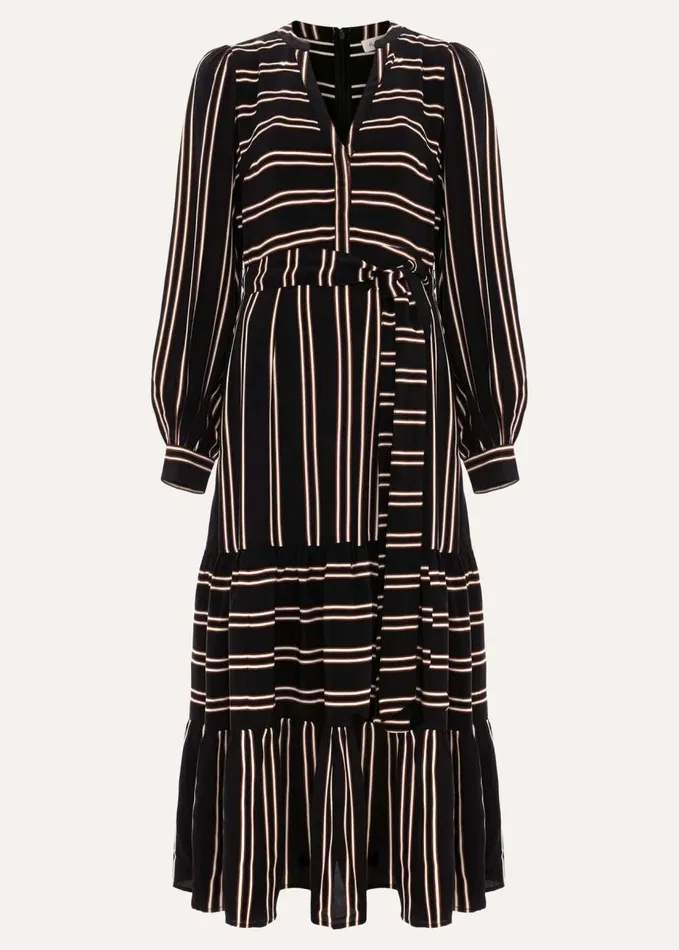 Phase Eight Laura Stripe Midaxi Dress Blackmulti Women Dresses