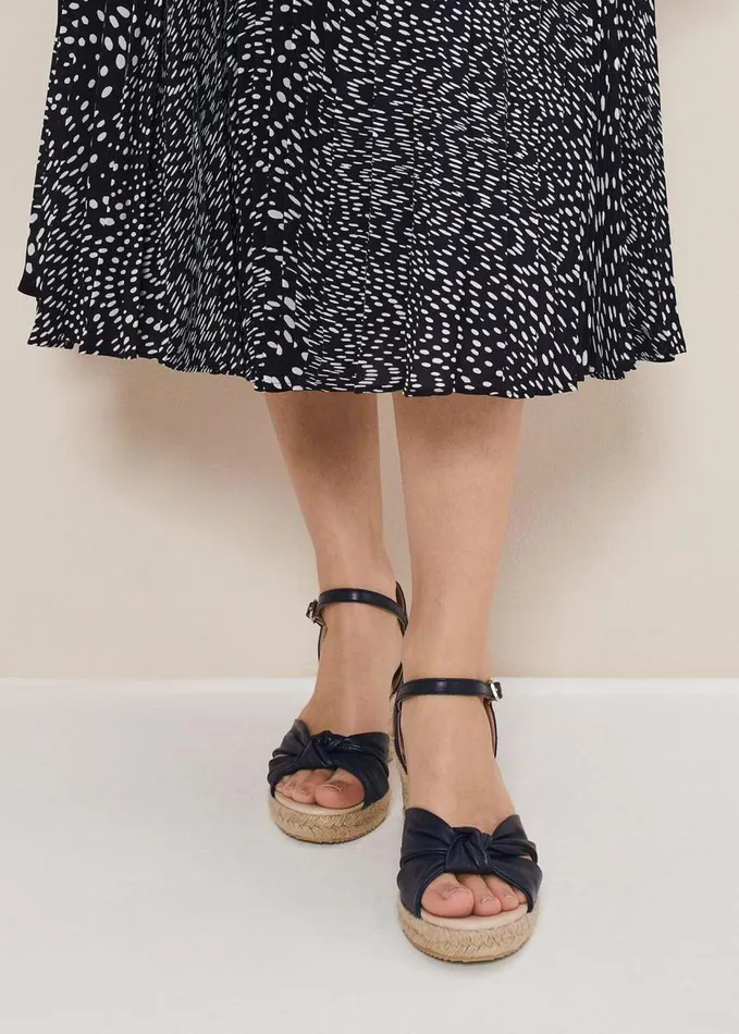 Phase Eight Leather Knot Front Espadrilles Navy Women Heels
