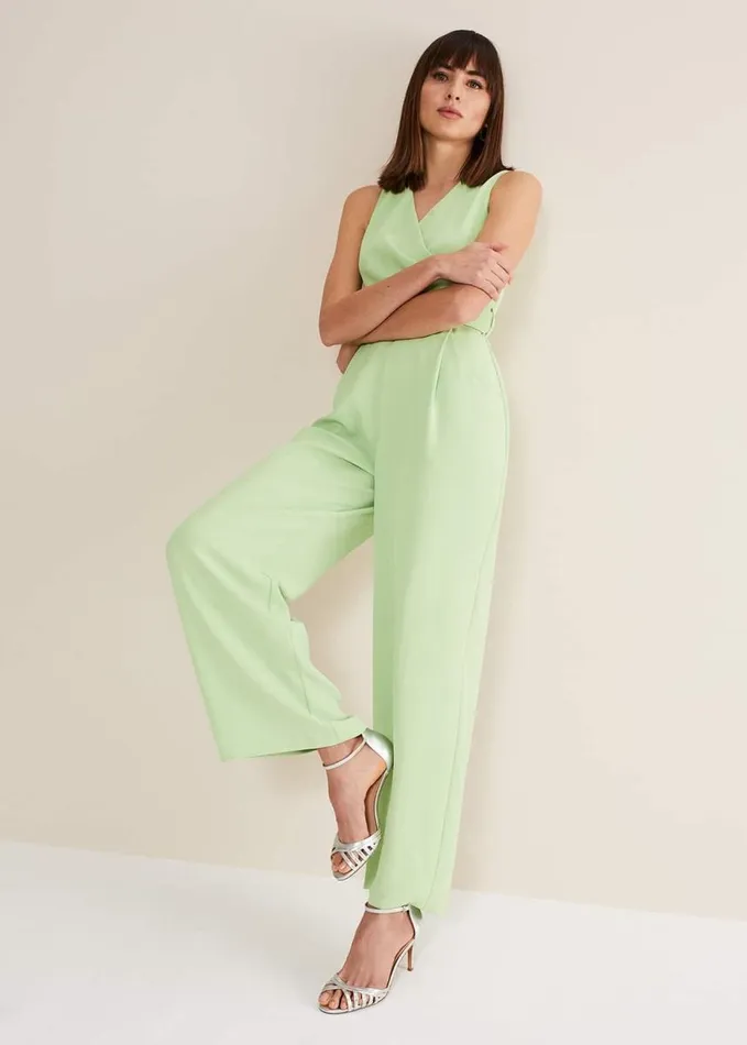Phase Eight Lissia Green Wide Leg Jumpsuit Apple Green Women Dresses