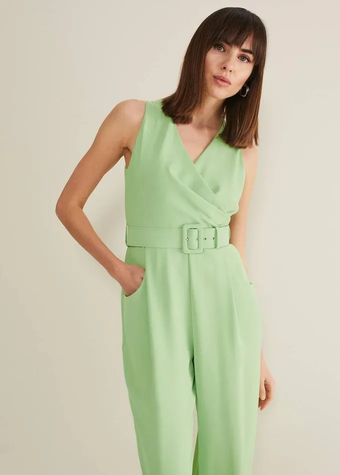 Phase Eight Lissia Green Wide Leg Jumpsuit Apple Green Women Dresses