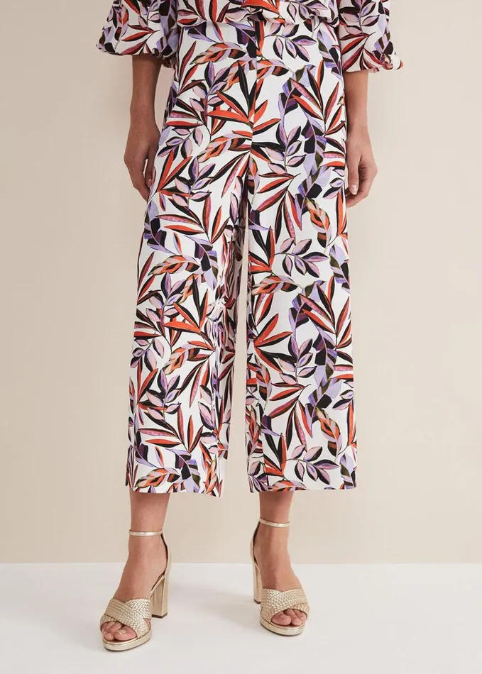 Phase Eight Lois Leaf Print Culottes Multicoloured Women Trousers