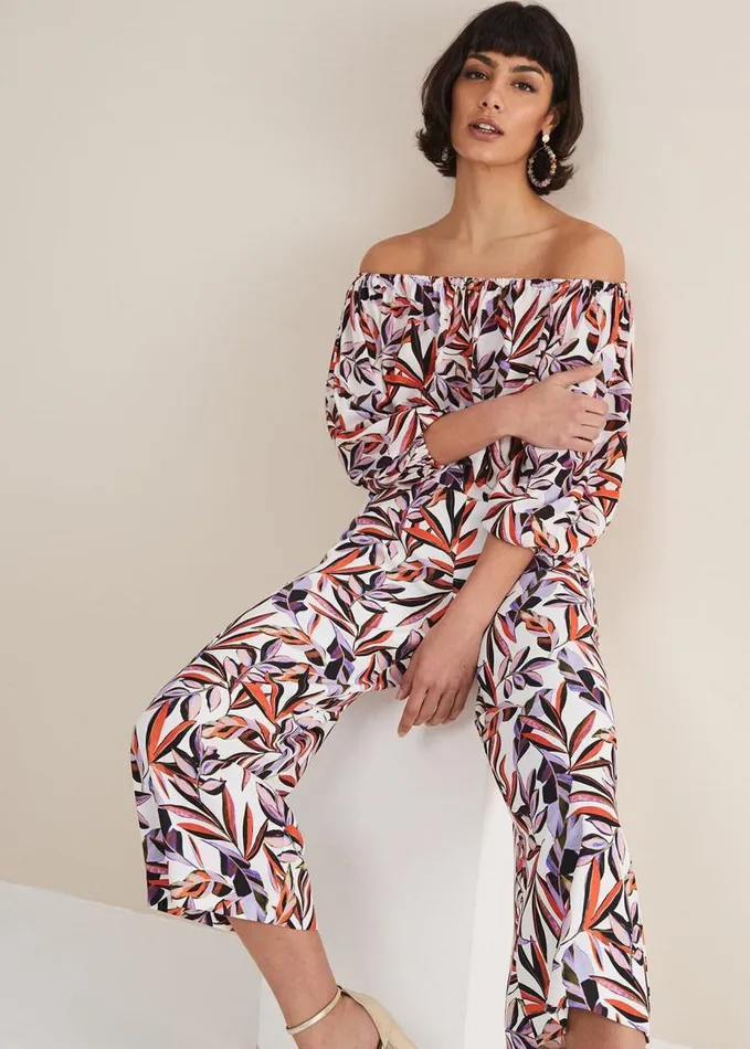 Phase Eight Lois Leaf Print Culottes Multicoloured Women Trousers