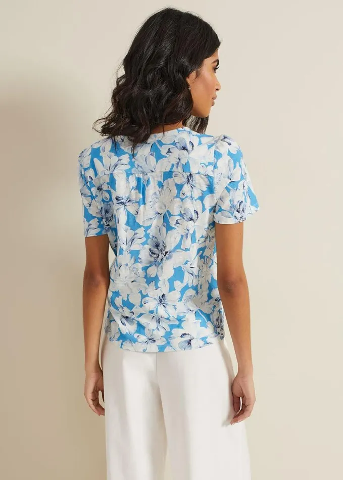 Phase Eight Lorenna Floral Print Top Blue Women Tops and TShirts