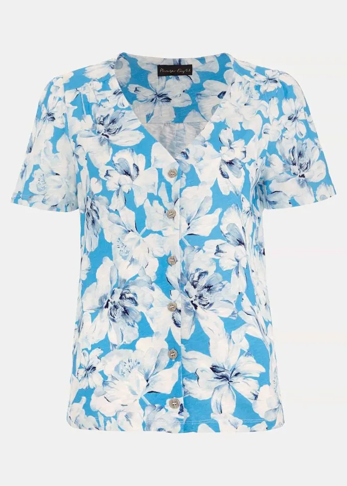 Phase Eight Lorenna Floral Print Top Blue Women Tops and TShirts