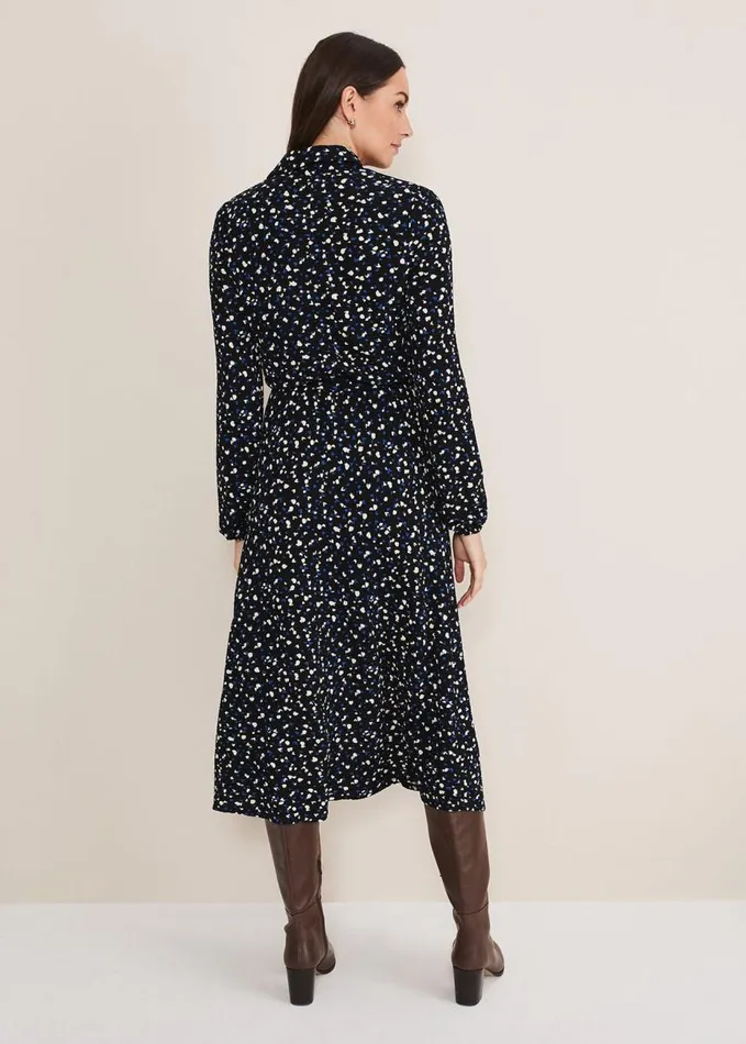 Phase Eight Loretta Spot Dress Cobaltblack Women Dresses