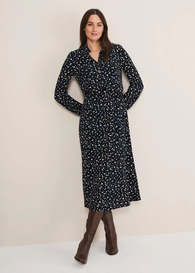 Phase Eight Loretta Spot Dress Cobaltblack Women Dresses