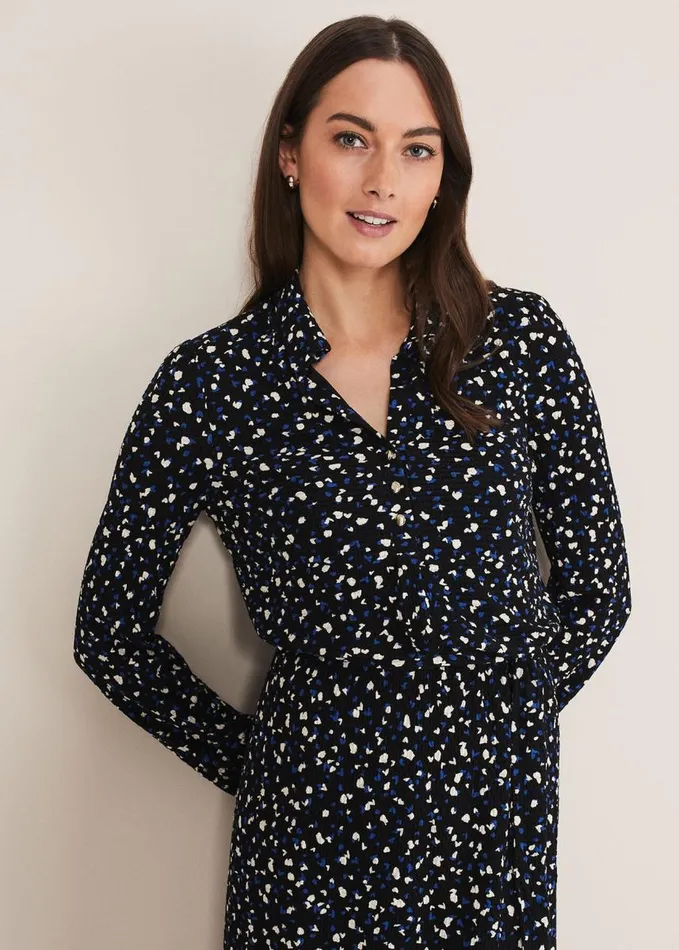 Phase Eight Loretta Spot Dress Cobaltblack Women Dresses