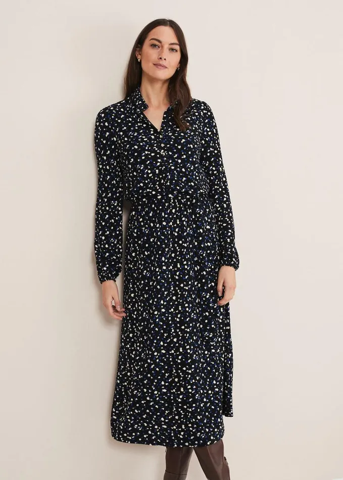 Phase Eight Loretta Spot Dress Cobaltblack Women Dresses