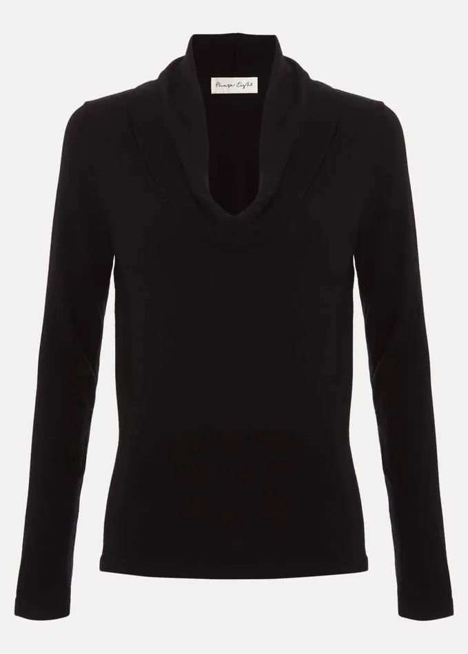 Phase Eight Lottie Black Cowl Neck Jumper Black Women Knitwear