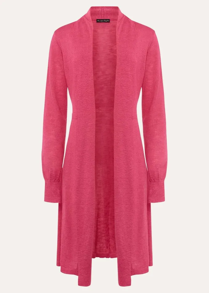 Phase Eight Louise Linen Longline Cardigan Pink Women Knitwear