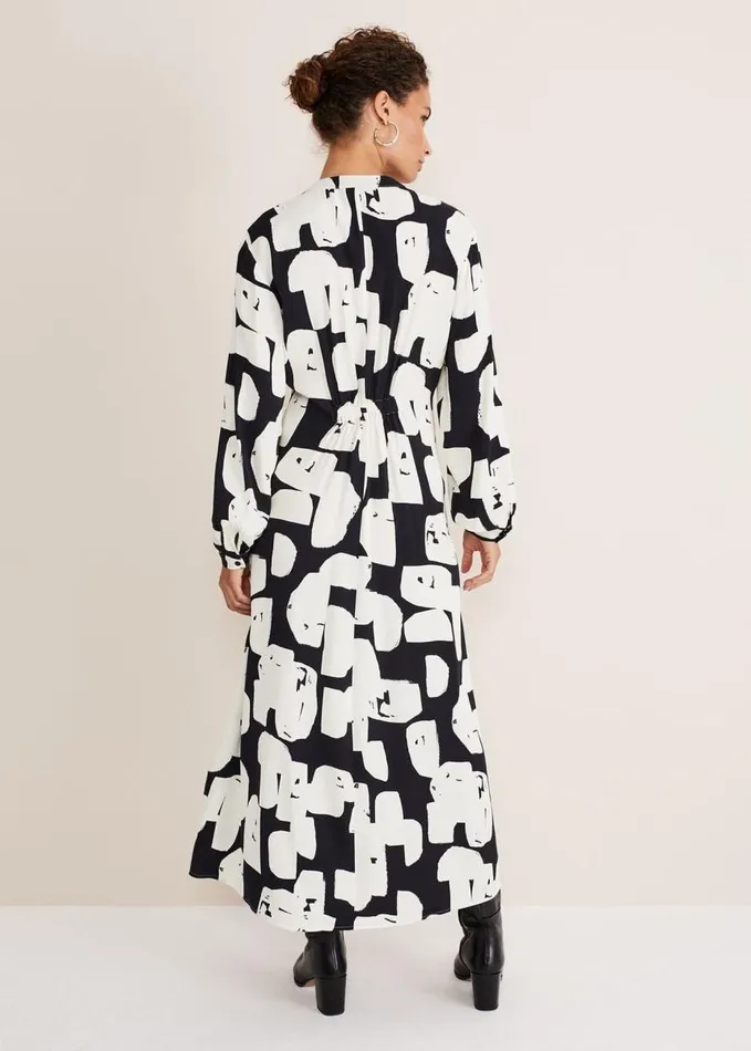 Phase Eight Luana Geo Zip Front Midi Dress Ivoryblack Women Dresses