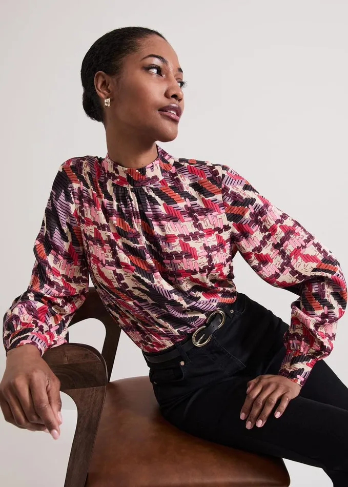 Phase Eight Lyla Satin Printed Blouse Multicoloured Women Shirts and Blouses