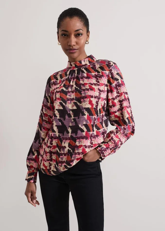 Phase Eight Lyla Satin Printed Blouse Multicoloured Women Shirts and Blouses