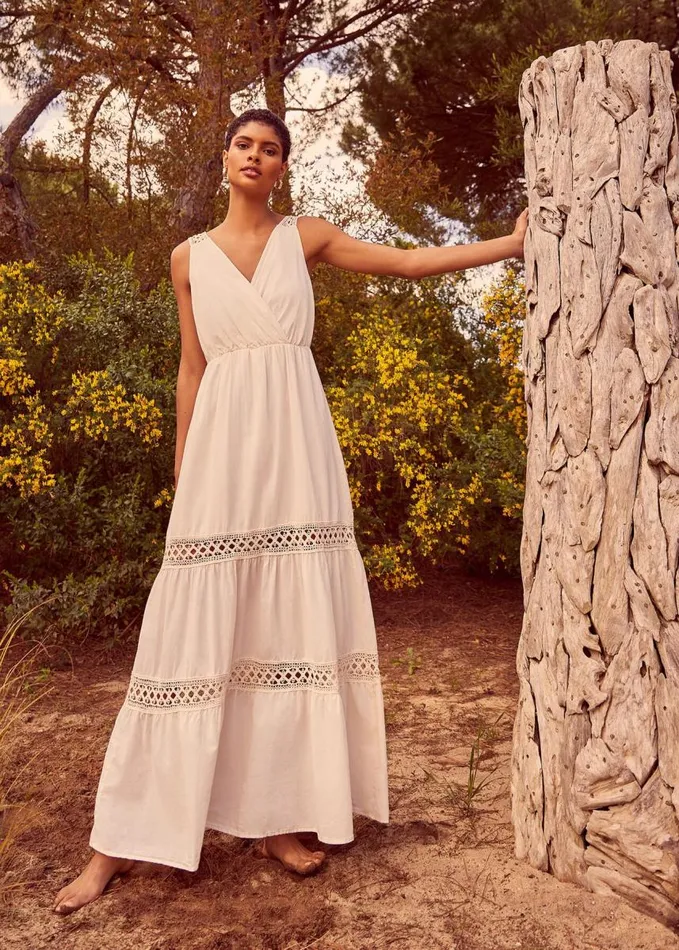Phase Eight Mai Broderie Lace Maxi Dress Ivory Women Dresses