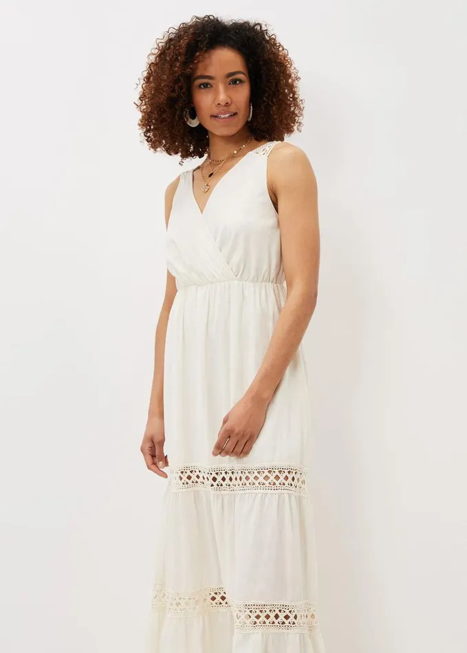 Phase Eight Mai Broderie Lace Maxi Dress Ivory Women Dresses