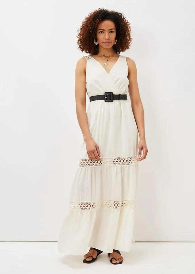 Phase Eight Mai Broderie Lace Maxi Dress Ivory Women Dresses