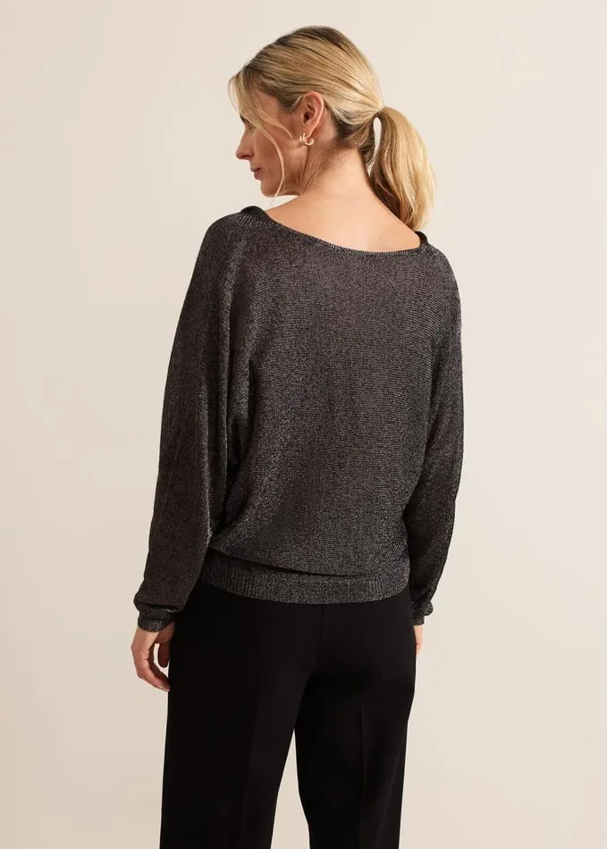 Phase Eight Malti Metallic Cowl Neck Knit Gunmetal Women Knitwear