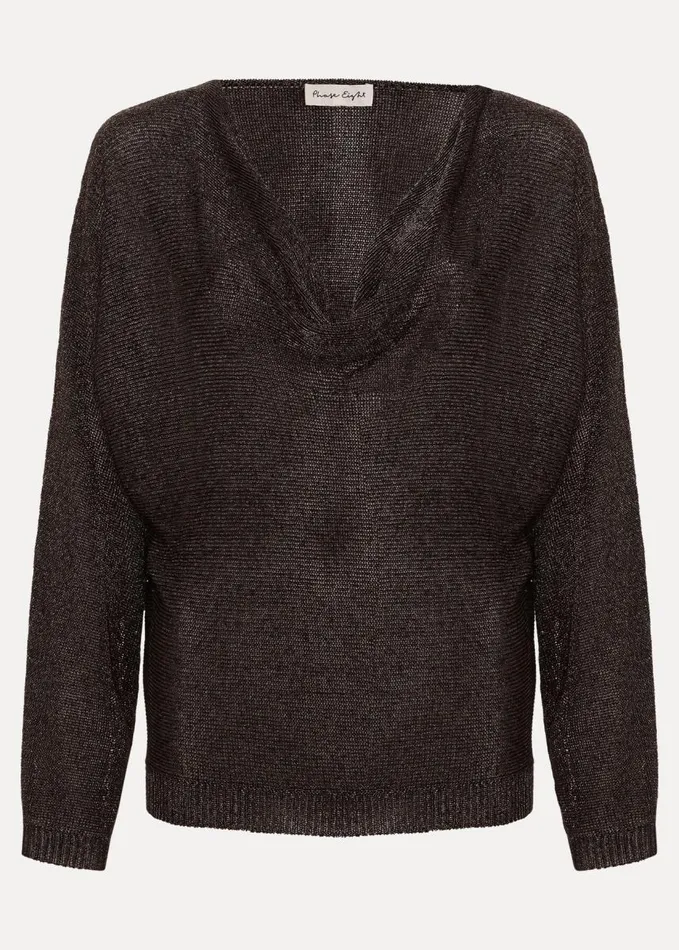 Phase Eight Malti Metallic Cowl Neck Knit Gunmetal Women Knitwear