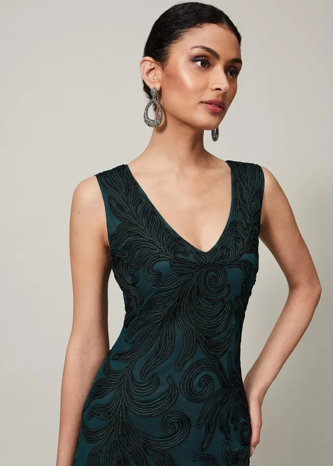 Phase Eight Marigold Tapework Dress Greenblack Women Dresses