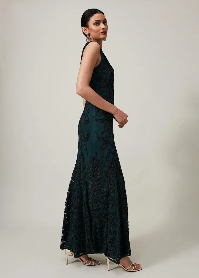 Phase Eight Marigold Tapework Dress Greenblack Women Dresses