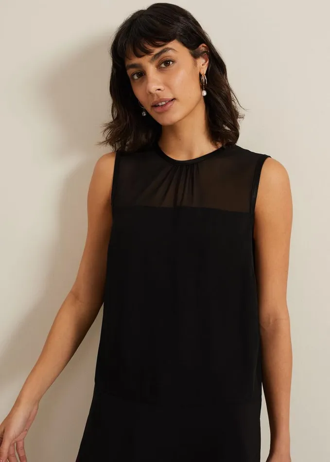 Phase Eight Marissa Mixed Media Top Black Women Shirts and Blouses