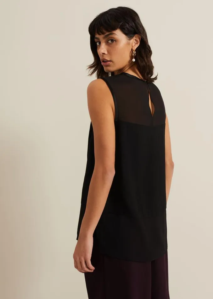 Phase Eight Marissa Mixed Media Top Black Women Shirts and Blouses
