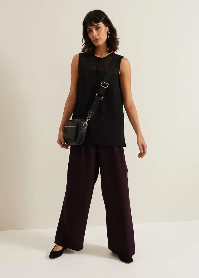 Phase Eight Marissa Mixed Media Top Black Women Shirts and Blouses
