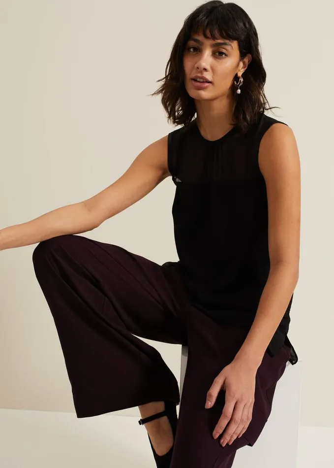 Phase Eight Marissa Mixed Media Top Black Women Shirts and Blouses