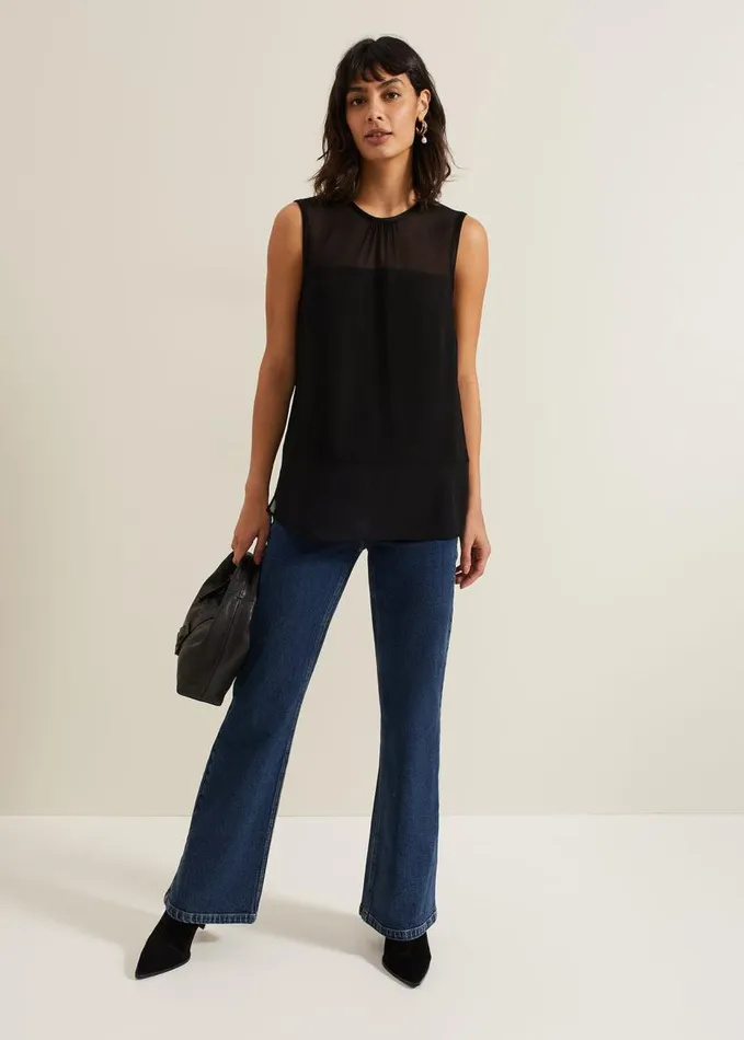 Phase Eight Marissa Mixed Media Top Black Women Shirts and Blouses
