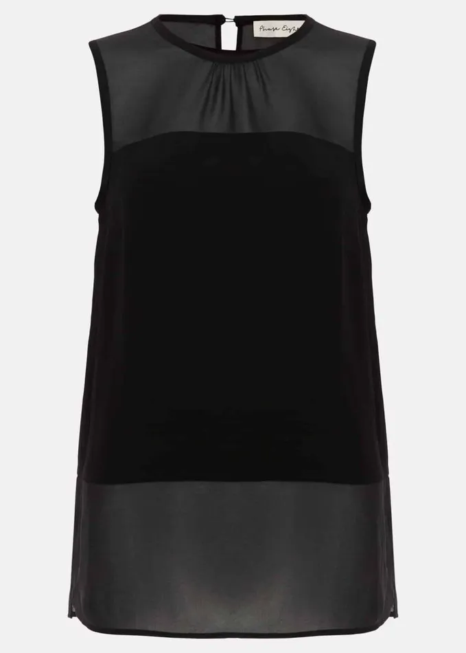 Phase Eight Marissa Mixed Media Top Black Women Shirts and Blouses