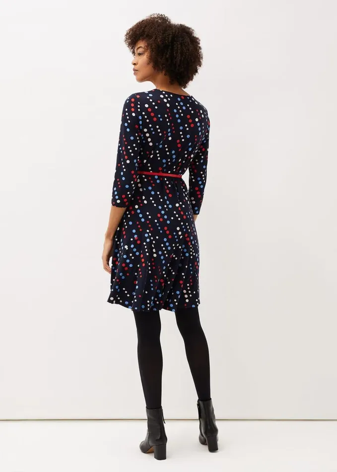 Phase Eight Marya Spot Jersey Dress Navymulti Women Dresses