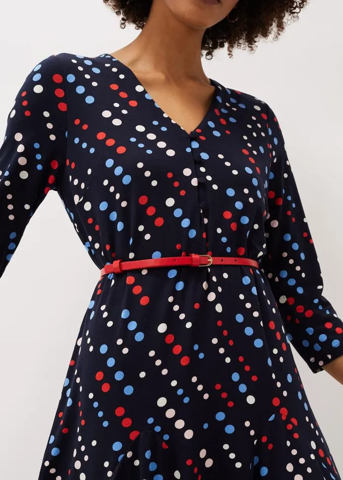 Phase Eight Marya Spot Jersey Dress Navymulti Women Dresses