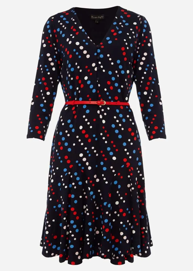Phase Eight Marya Spot Jersey Dress Navymulti Women Dresses