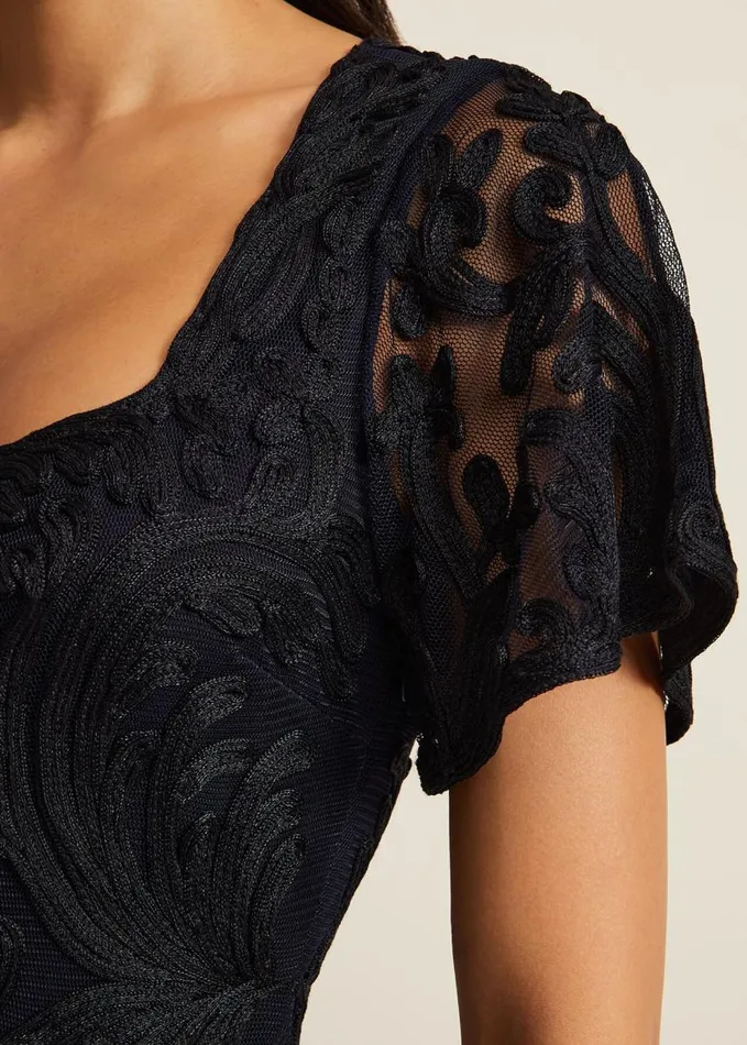 Phase Eight Matilda Tapework Midi Dress Navy Women Dresses