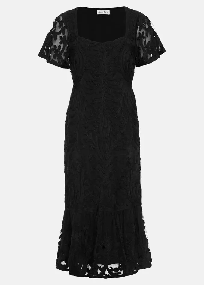 Phase Eight Matilda Tapework Midi Dress Navy Women Dresses