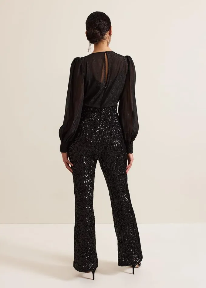 Phase Eight Milena Black Sequin Jumpsuit Black Women Dresses