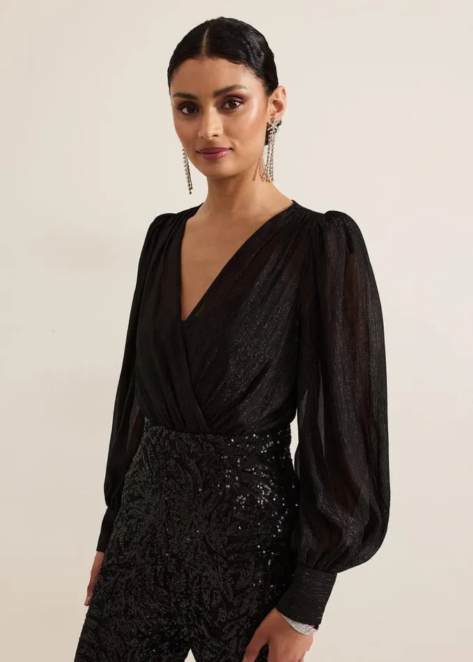 Phase Eight Milena Black Sequin Jumpsuit Black Women Dresses