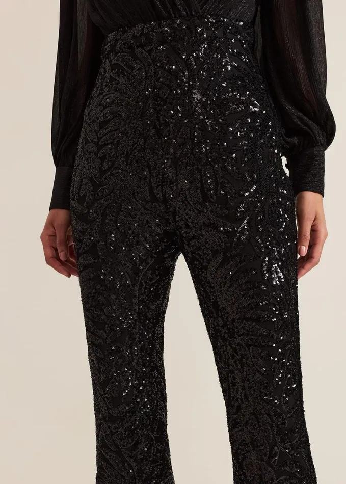 Phase Eight Milena Black Sequin Jumpsuit Black Women Dresses
