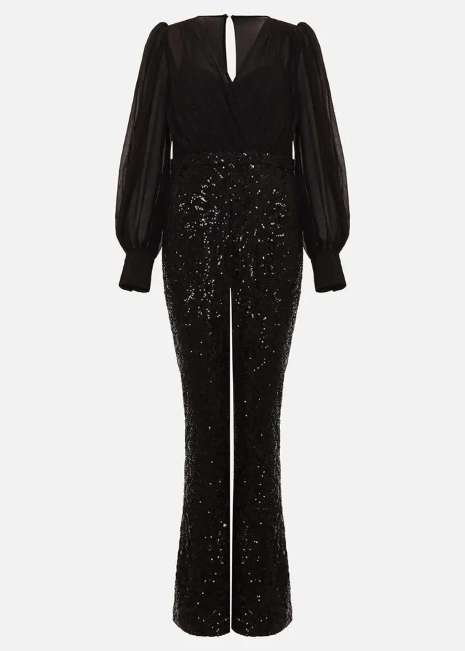 Phase Eight Milena Black Sequin Jumpsuit Black Women Dresses